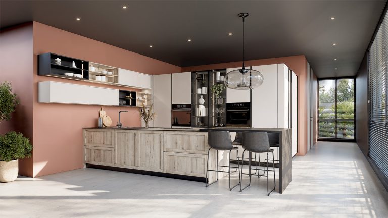 Beige mat & bois clair blanchi