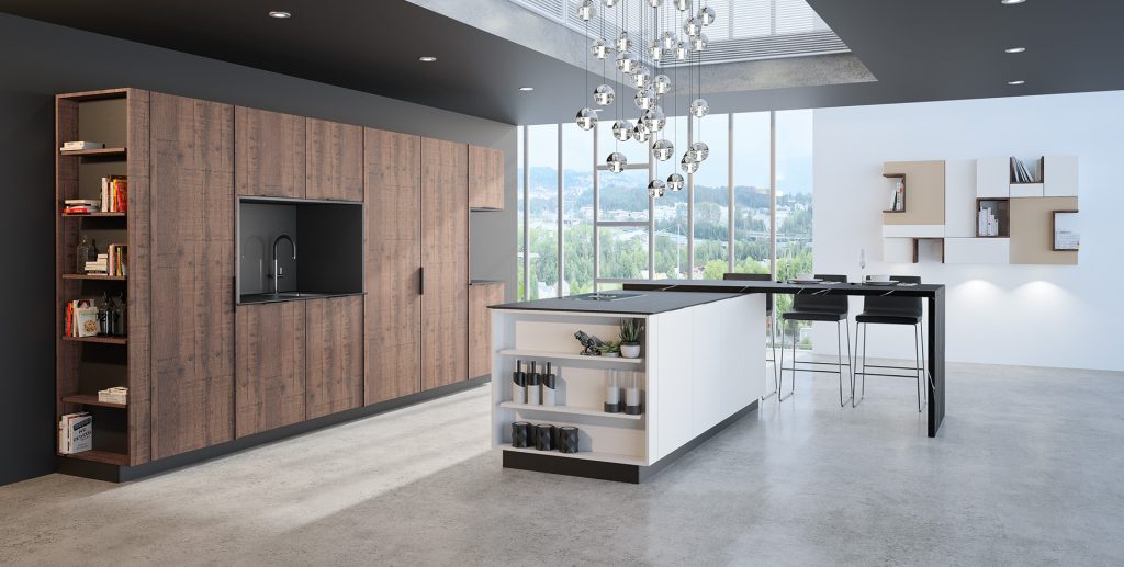 Cuisine moderne avec îlot central.